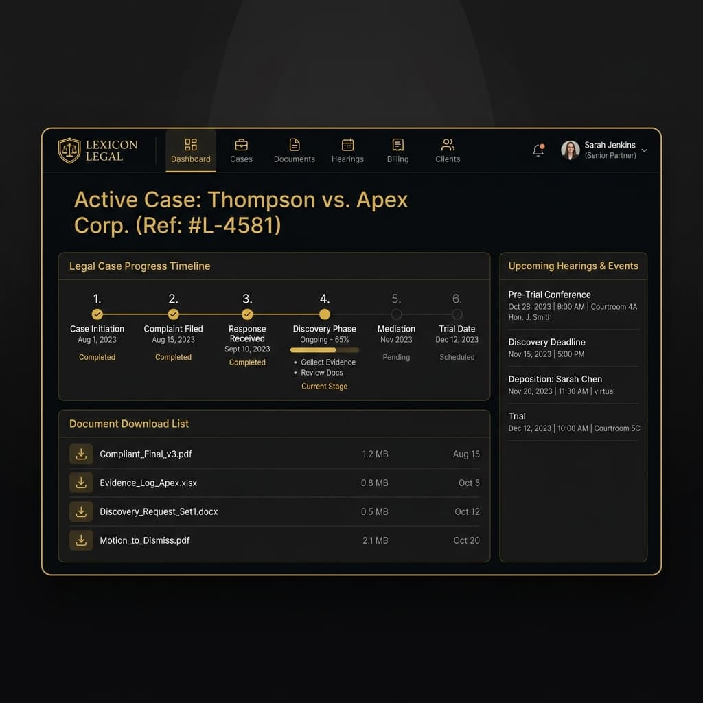 Mockup do Portal do Cliente - Moreira Advocacia